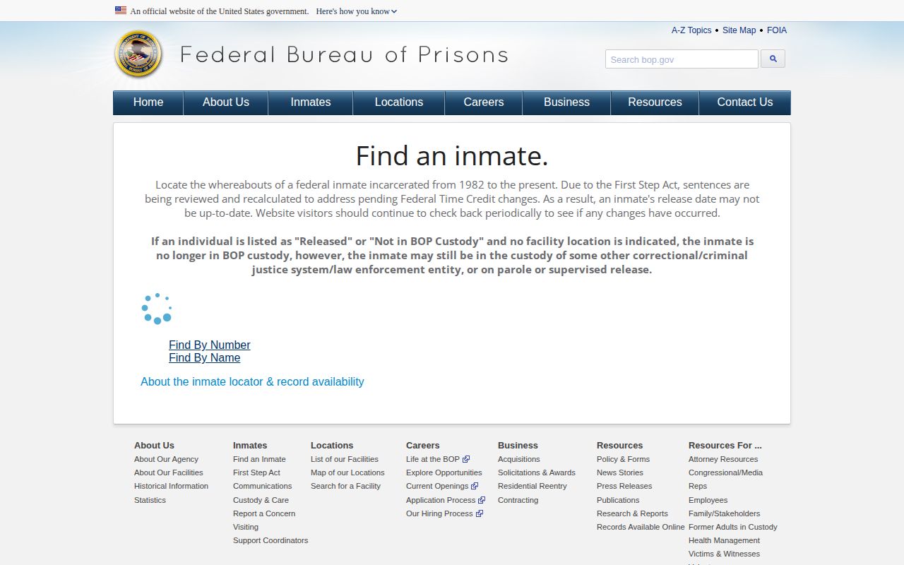 Randolph County released inmate federal BOP locator